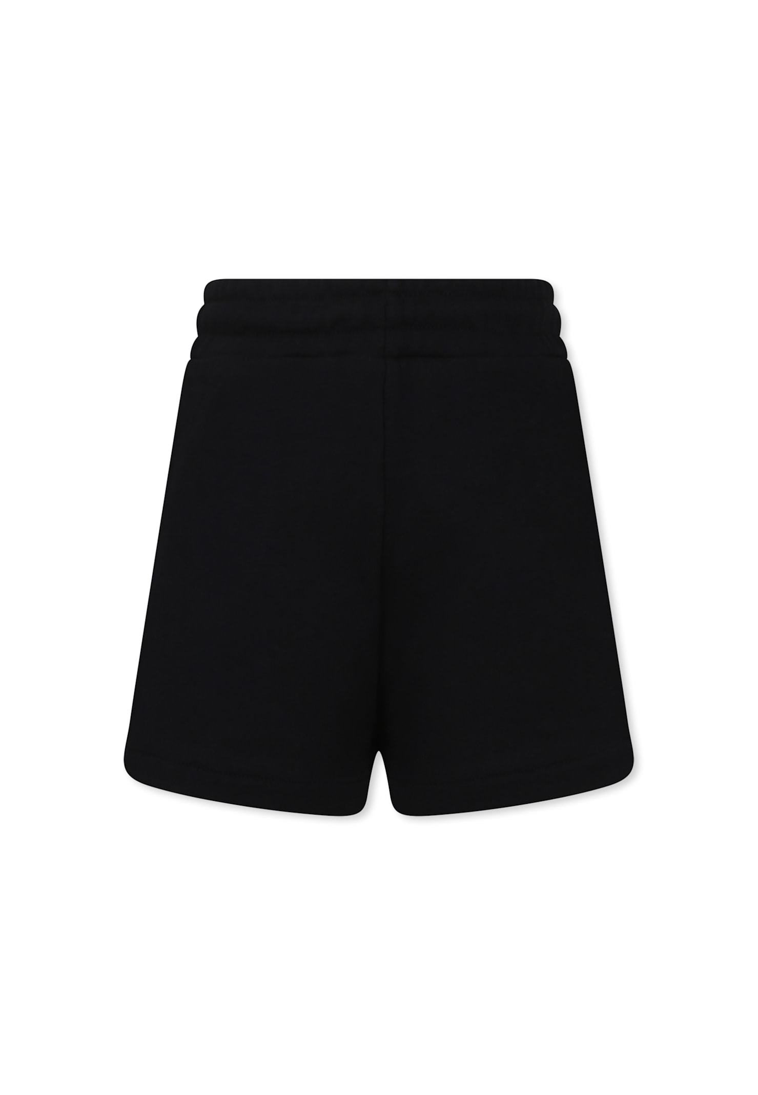 Msgm Black Shorts For Girl With Logo In Black