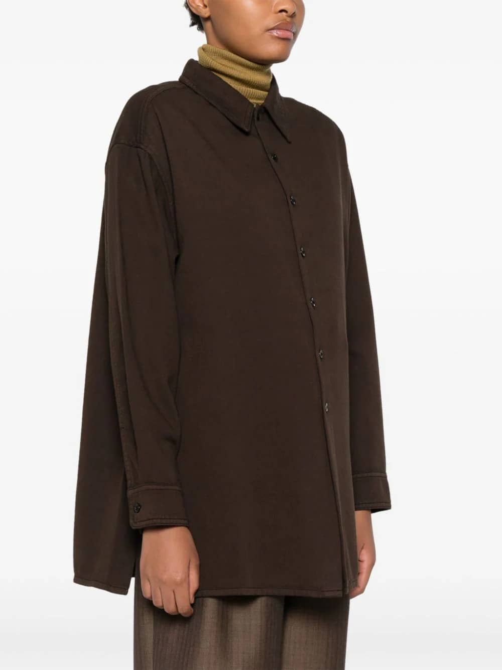 Shop Lemaire Twisted Denim Shirt In Espresso