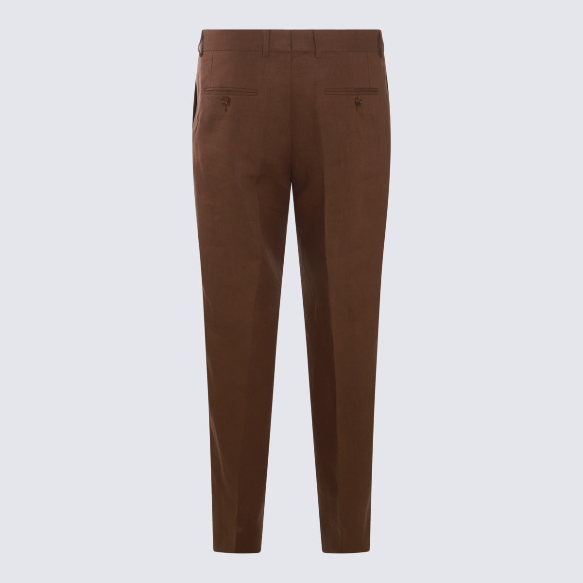 Shop Dolce & Gabbana Brown Linen Trousers In Marrone Scuro
