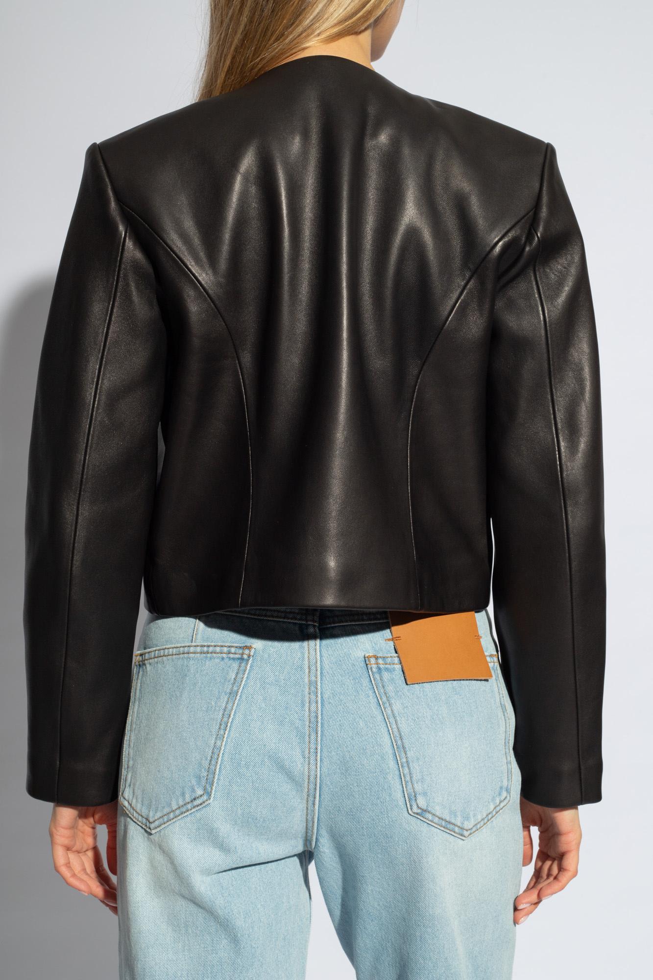 Shop Anine Bing Cara Leather Jacket In Black