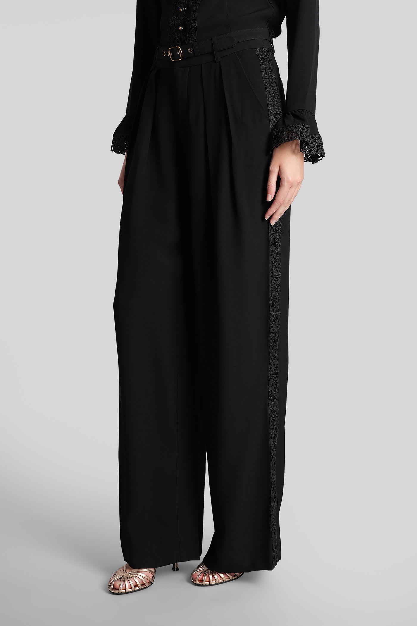 Zimmermann Pleated Trousers With Belt In Black