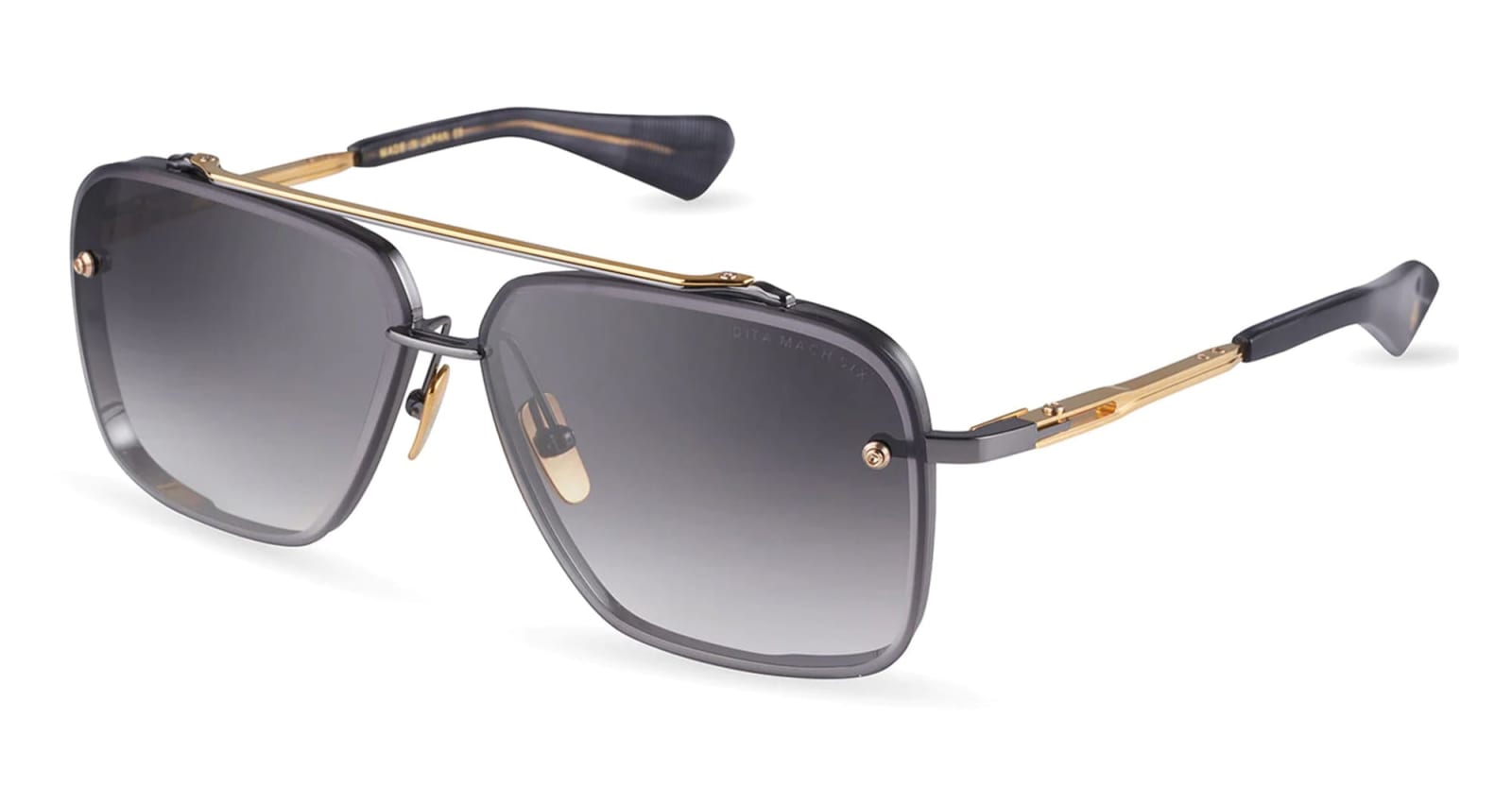 Shop Dita Mach-six - Black Rhodium/ Yellow Gold Sunglasses In Black/gold