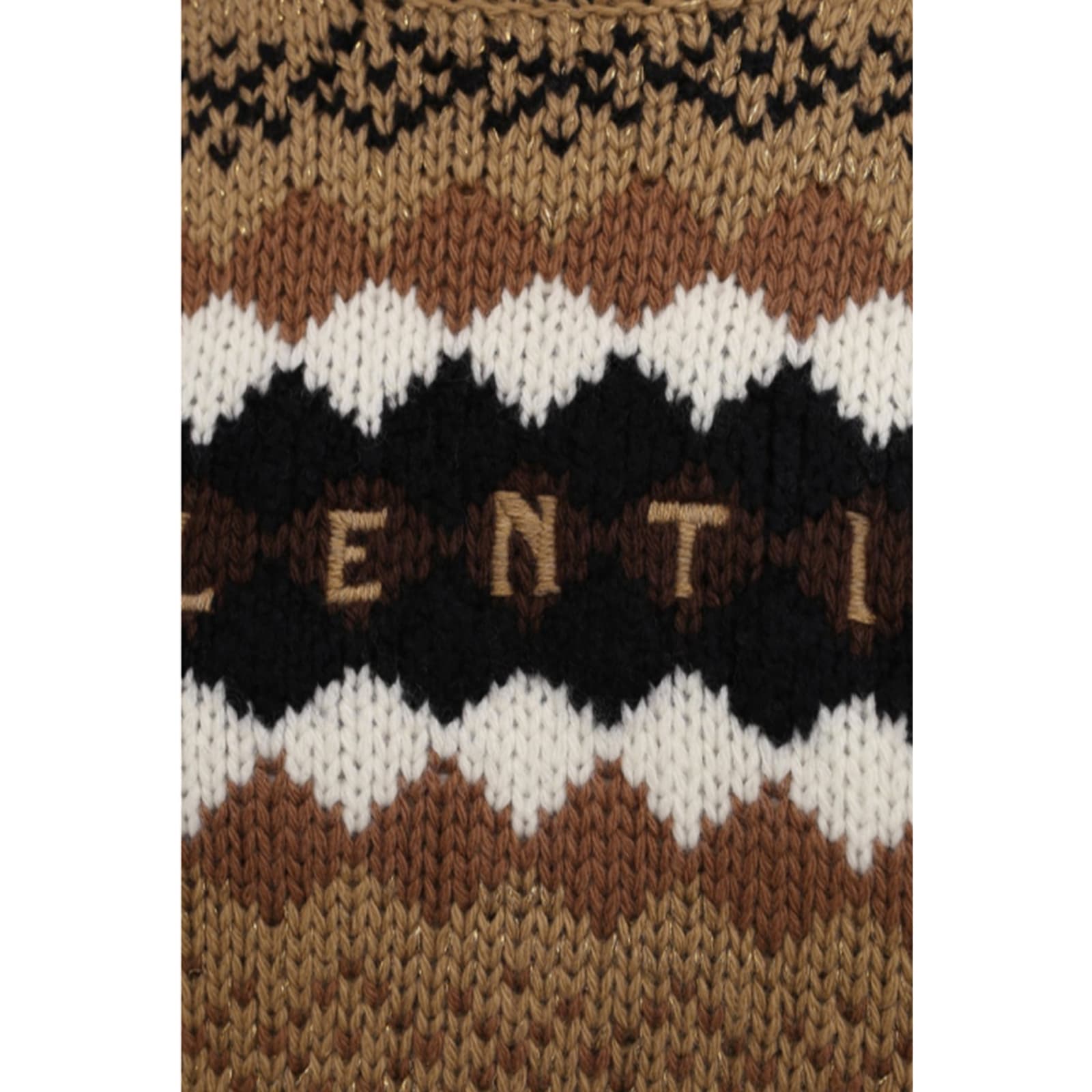 Shop Valentino Logo Wool Sweater In Brown