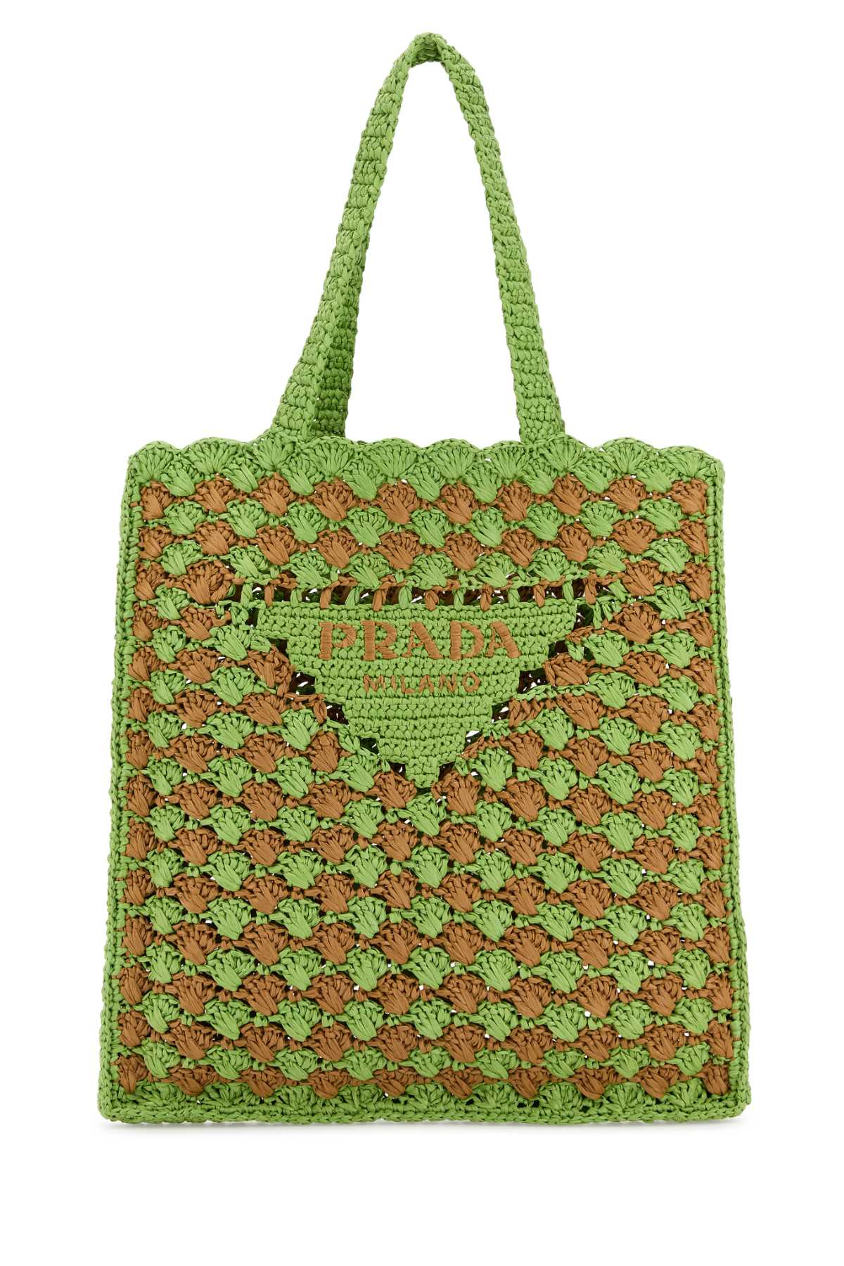 Prada Two-tone Raffia Shopping Bag In Multi