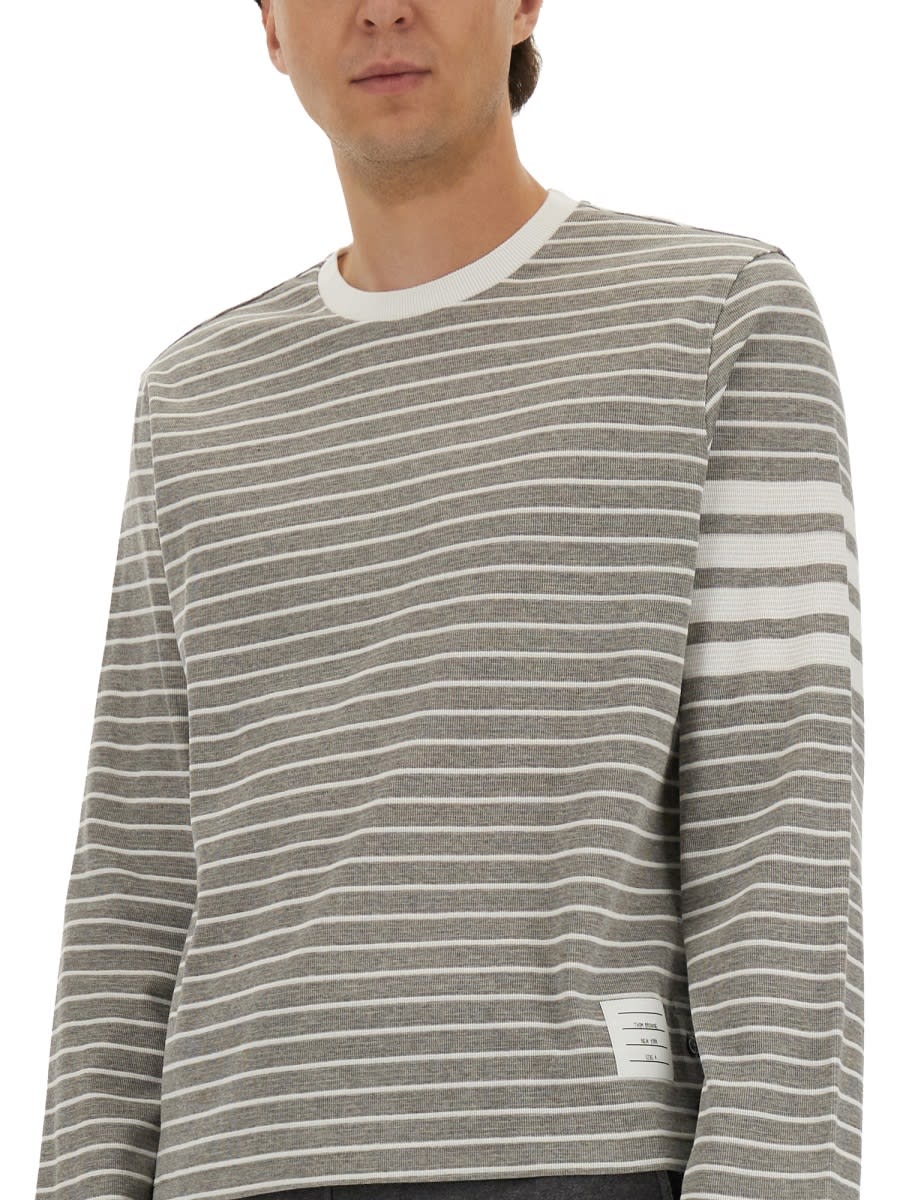Thom Browne Striped Crew Neck T-shirt In Gray