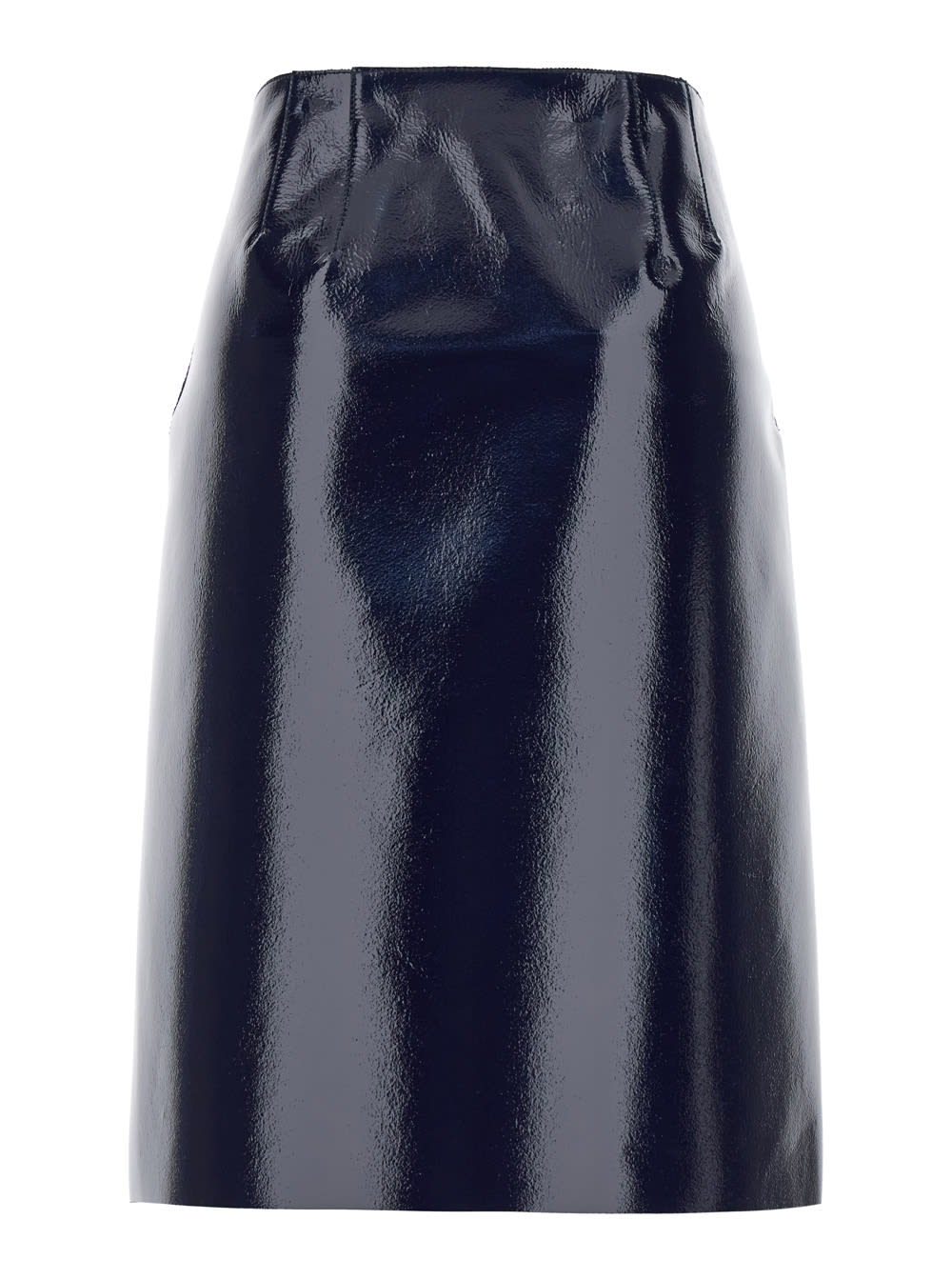 Shop Philosophy Di Lorenzo Serafini Midi Blue Skirt With Slit In Vynil Woman