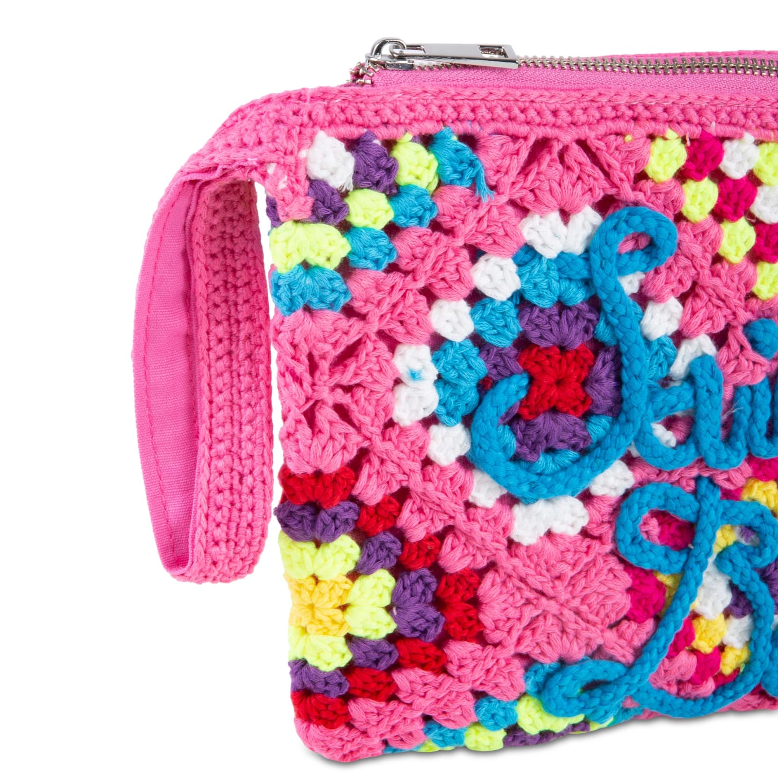 Mc2 Saint Barth Pink Crochet Pochette In Pink