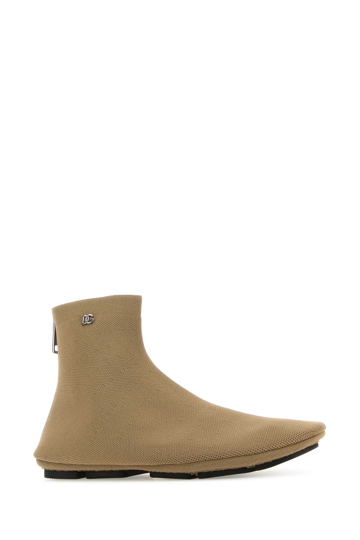 Shop Dolce & Gabbana Cappuccino Fabric Ankle Boots In Beige