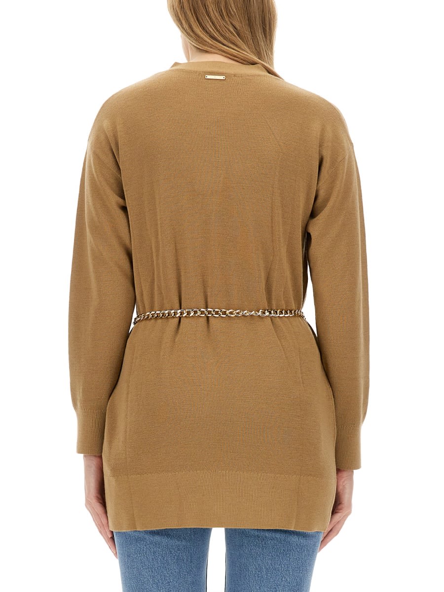 Shop Michael Kors Belted Cardigan In Beige