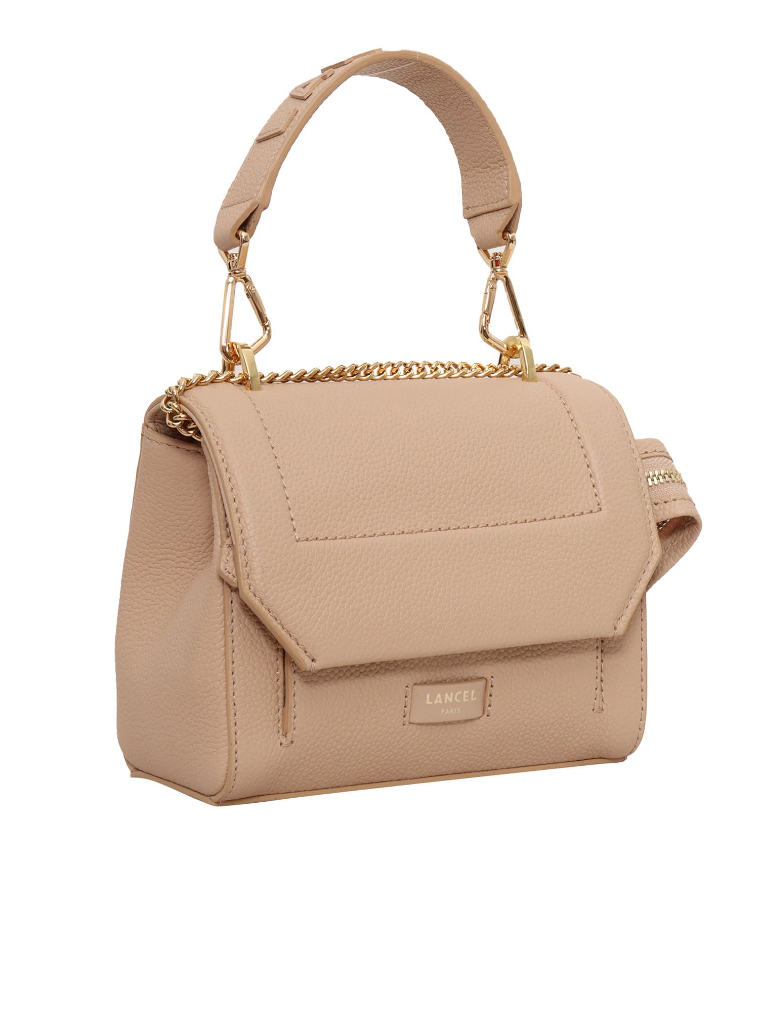 Lancel Sac Rabat S Structured Textured Calfskin Handbag In Nude