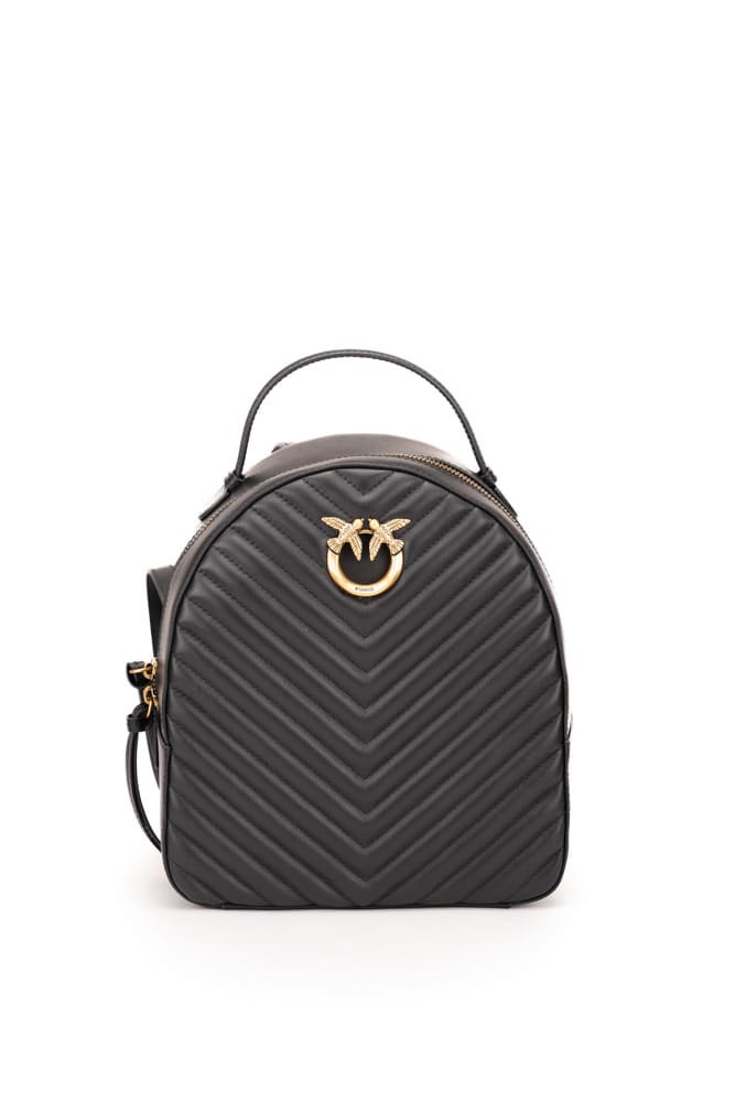 Shop Pinko Quilted Love Backpack In Nero