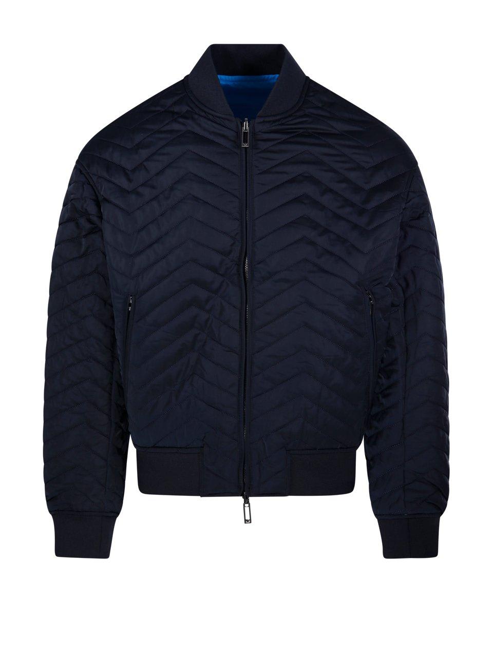 Chevron-quilted Zipped Reversible Jacket