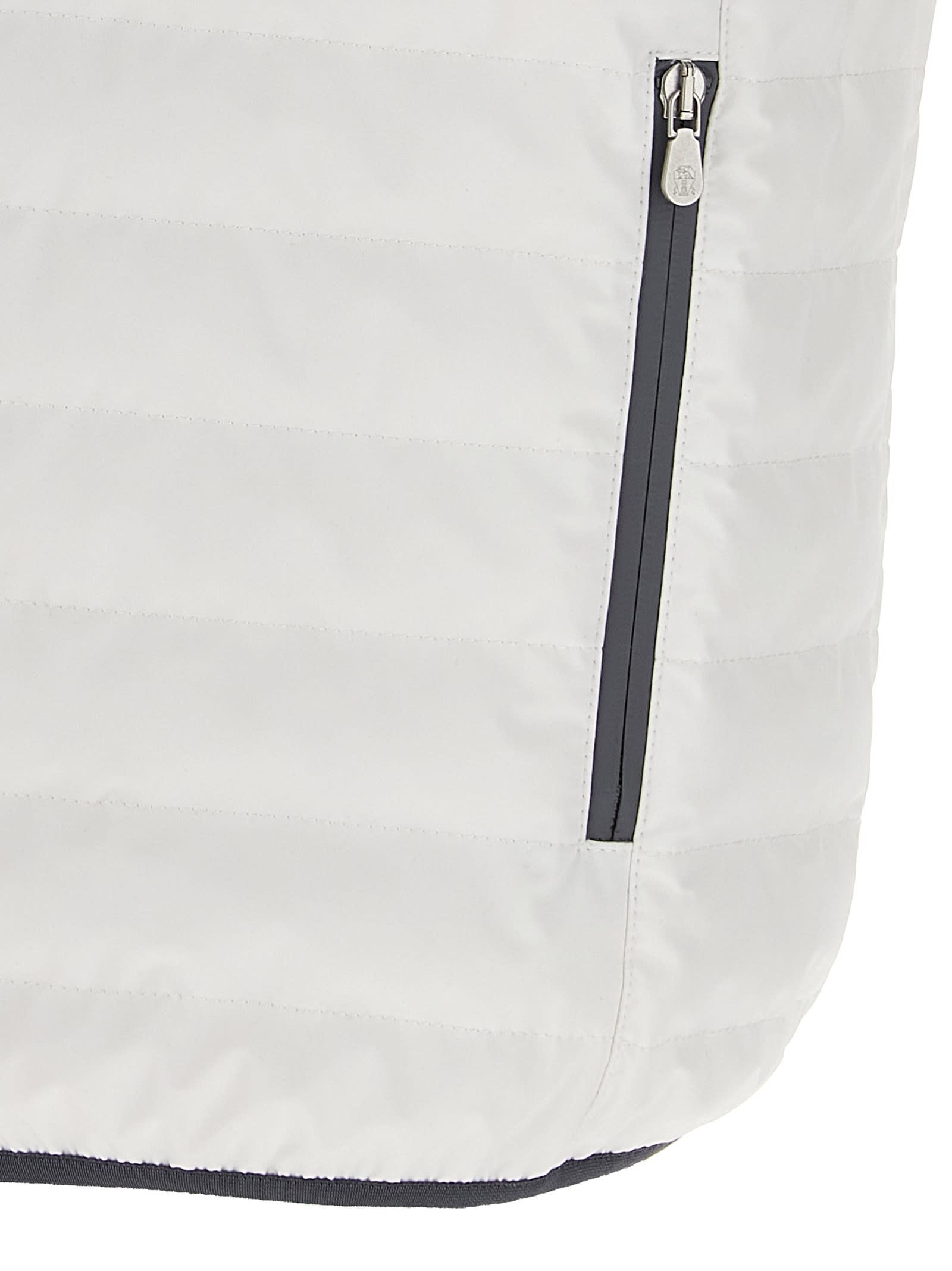 Brunello Cucinelli Water-repellent Waistcoat With Goose Down In White