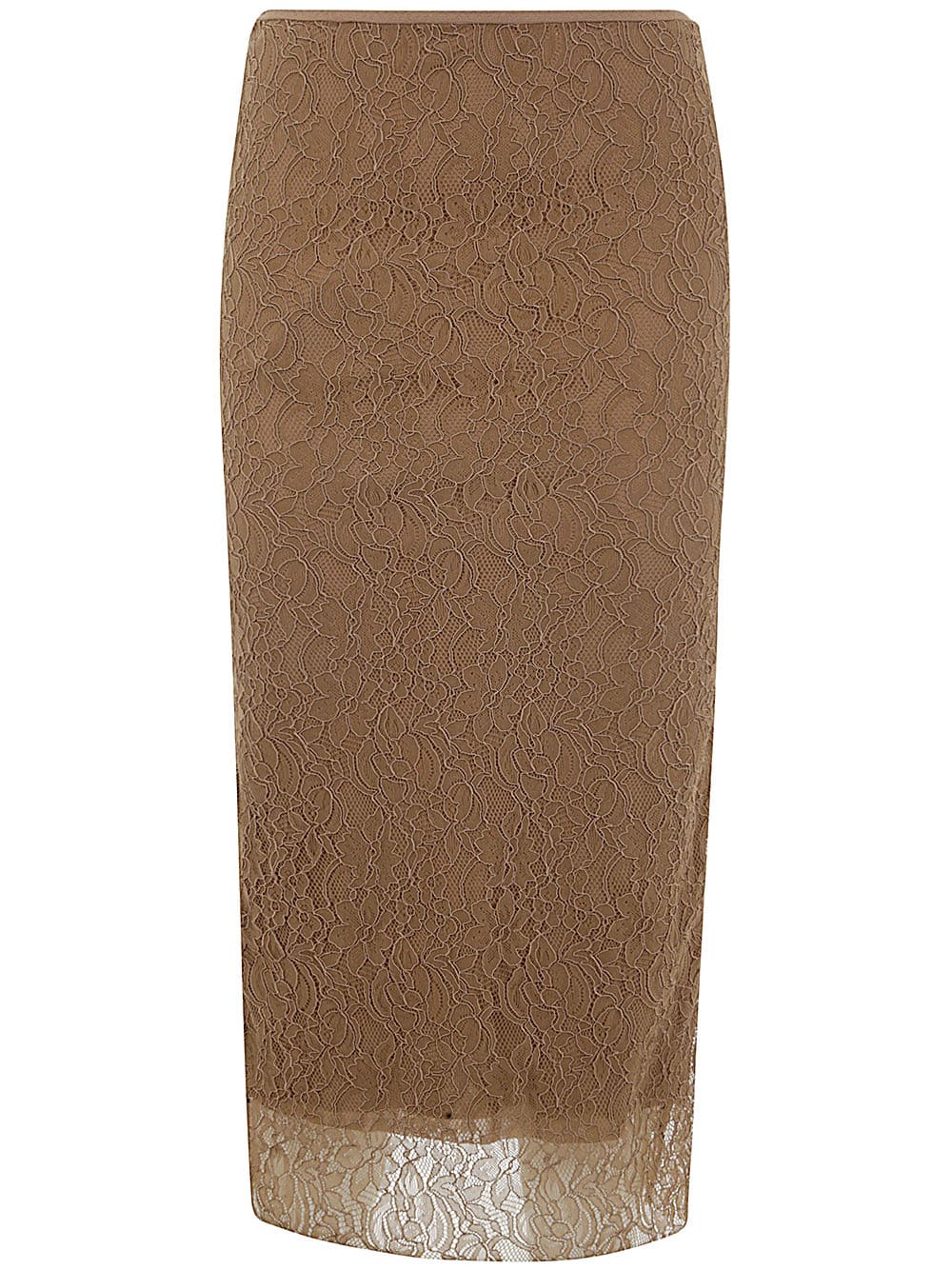 Shop Philosophy Di Lorenzo Serafini Long Lace Skirt In Brown