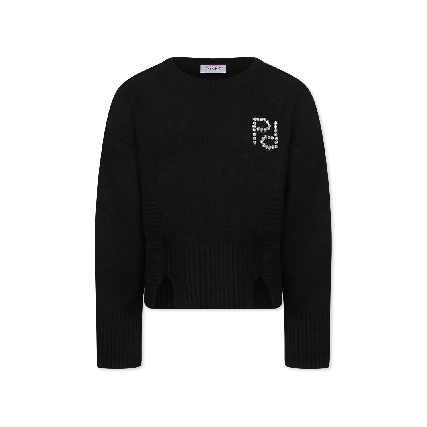 Pinko Kids' Black Sweater For Girl With Logo