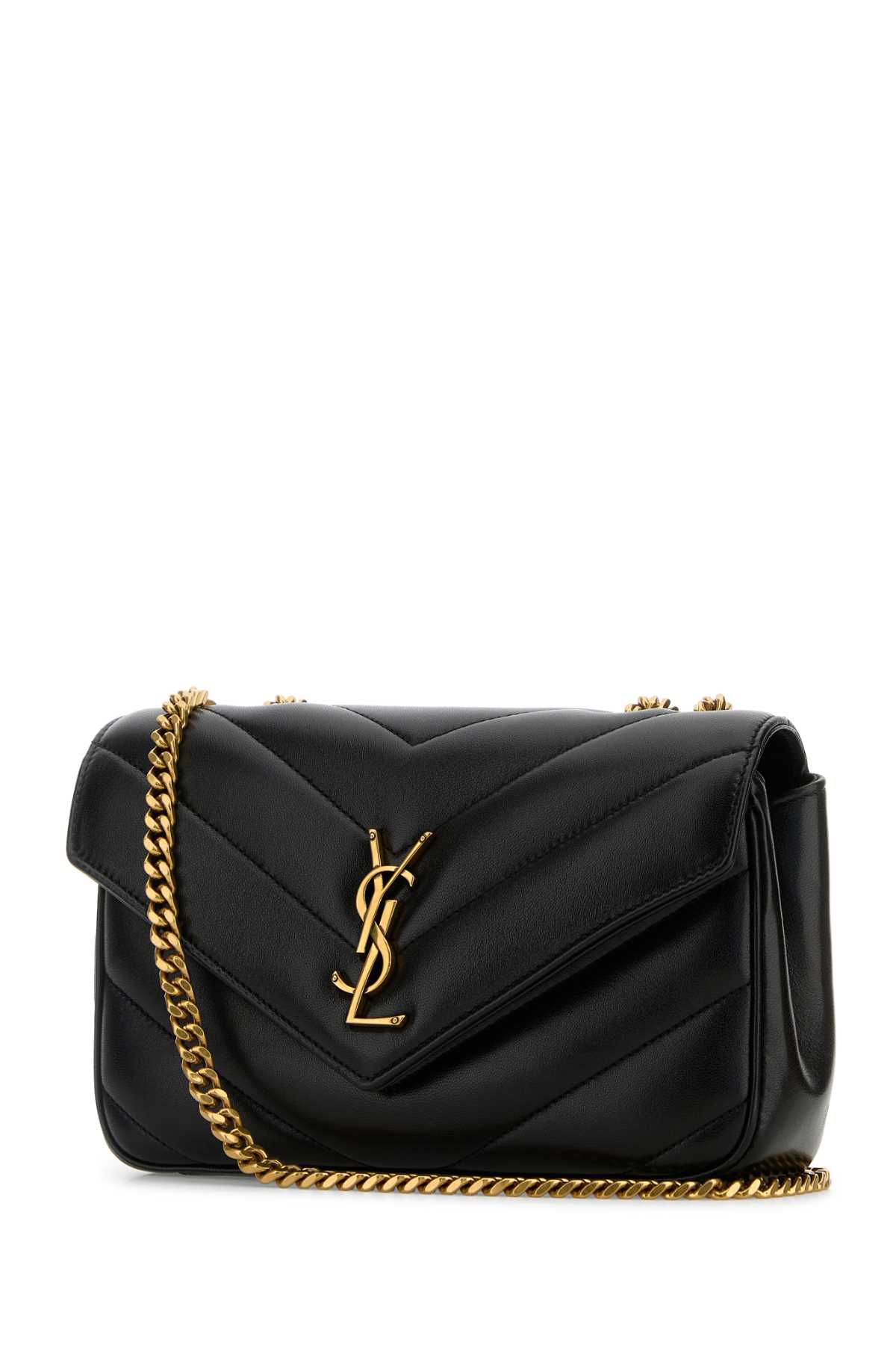 Saint Laurent Black Leather Small Loulou Shoulder Bag In Black
