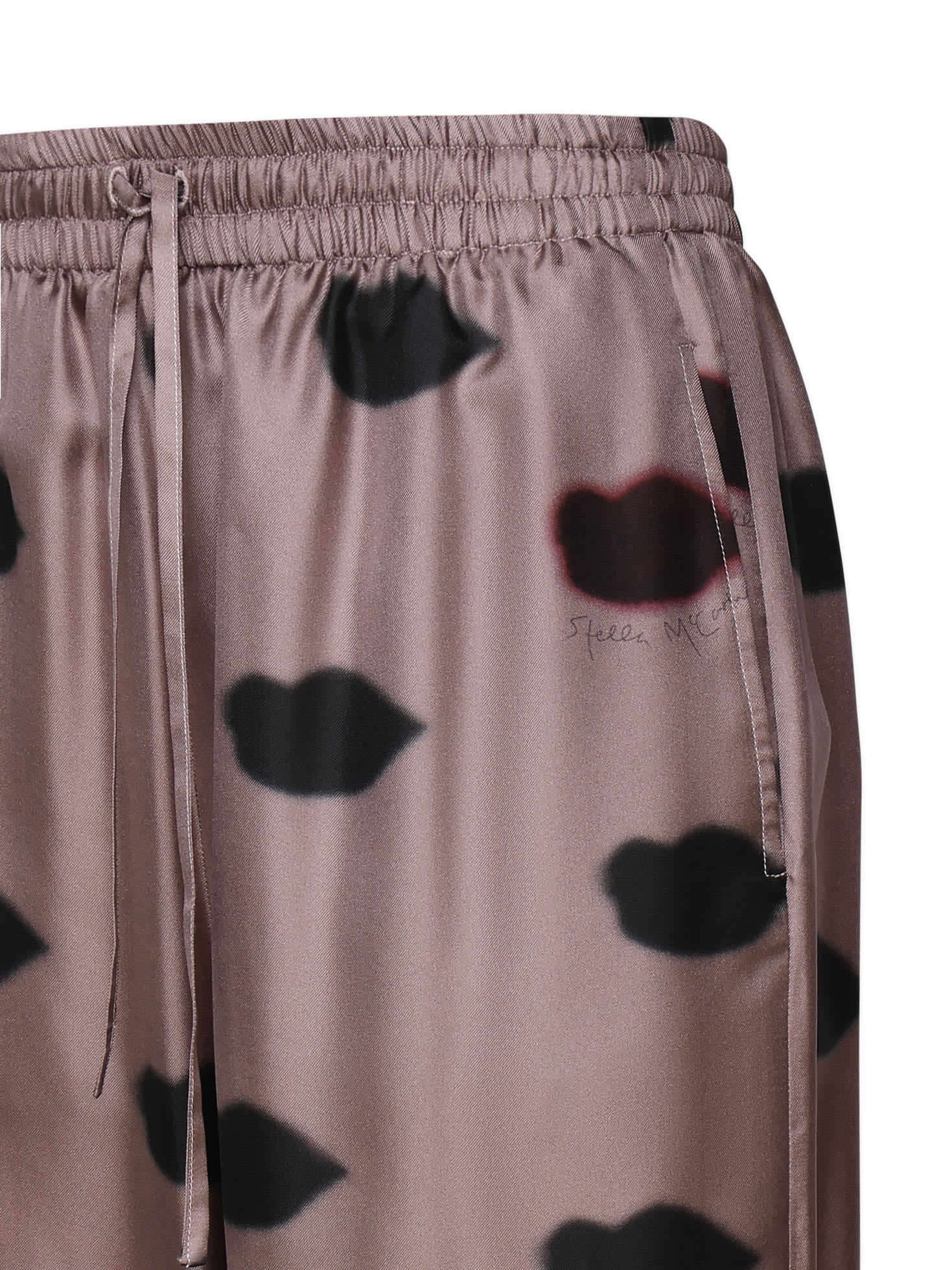 Shop Stella Mccartney Lips Trousers With Elastic Waist In Brown