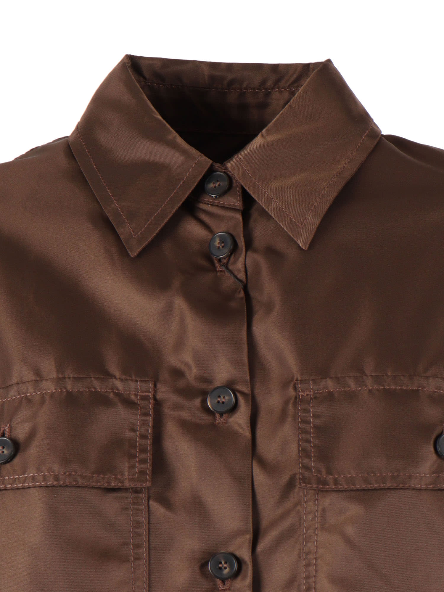 Weekend Max Mara Max Mara Weekend Short Waterproof Twill Jacket In Brown
