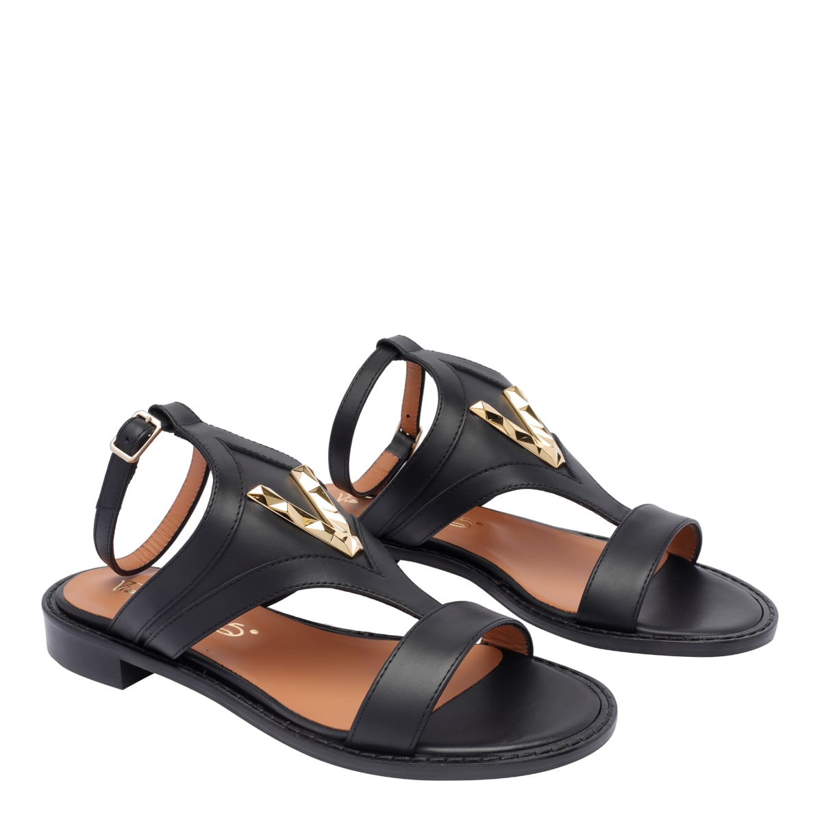 Via Roma 15 Strappy Sandals In Black