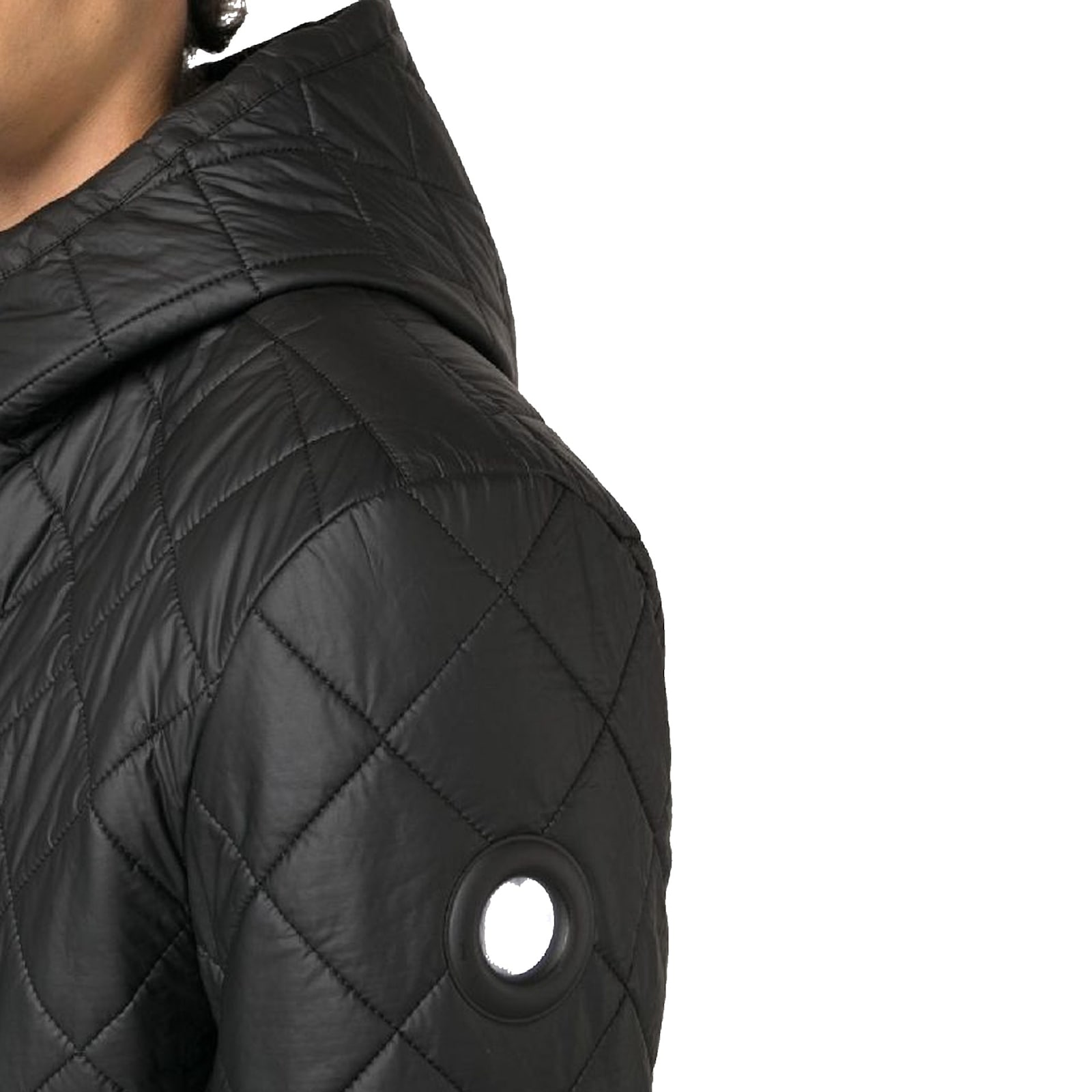Craig Green Quilted Black Down Jacket With Fixed Hood In Black