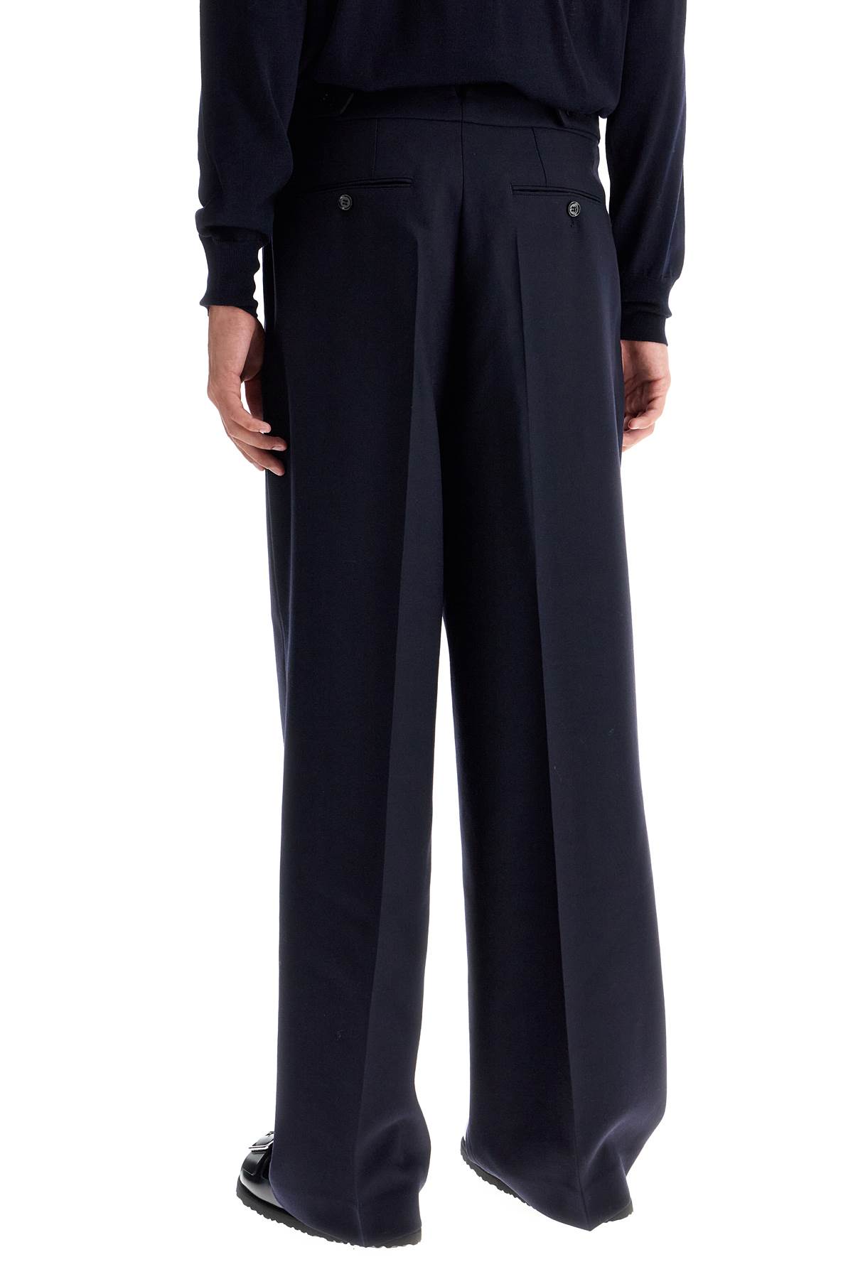 Shop Ami Alexandre Mattiussi Large Fit Wool Gabardine Trousers In Blue