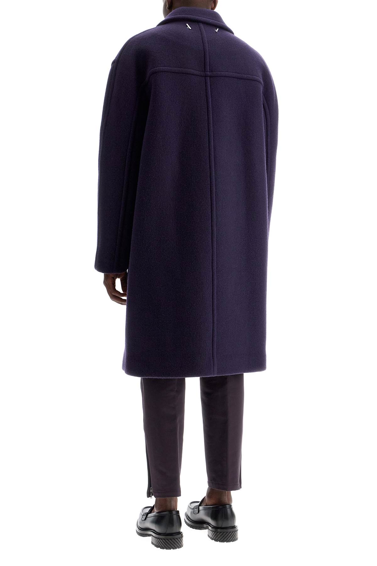 Shop Lanvin Double-breasted Heavy Wool Coat In Encre Japonaise (blue)