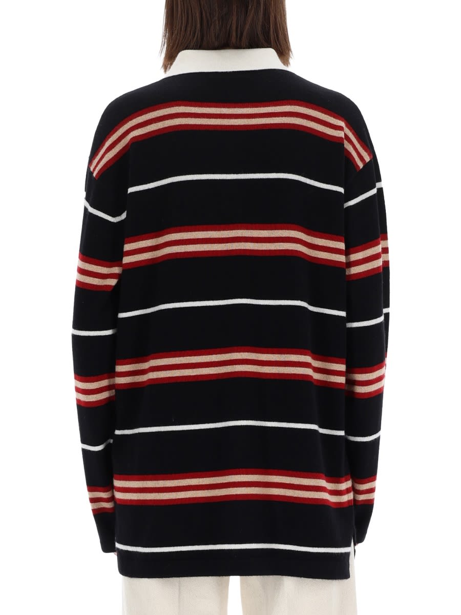Guest In Residence Black Cashmere Rugby Sweater With Striped Pattern In Black