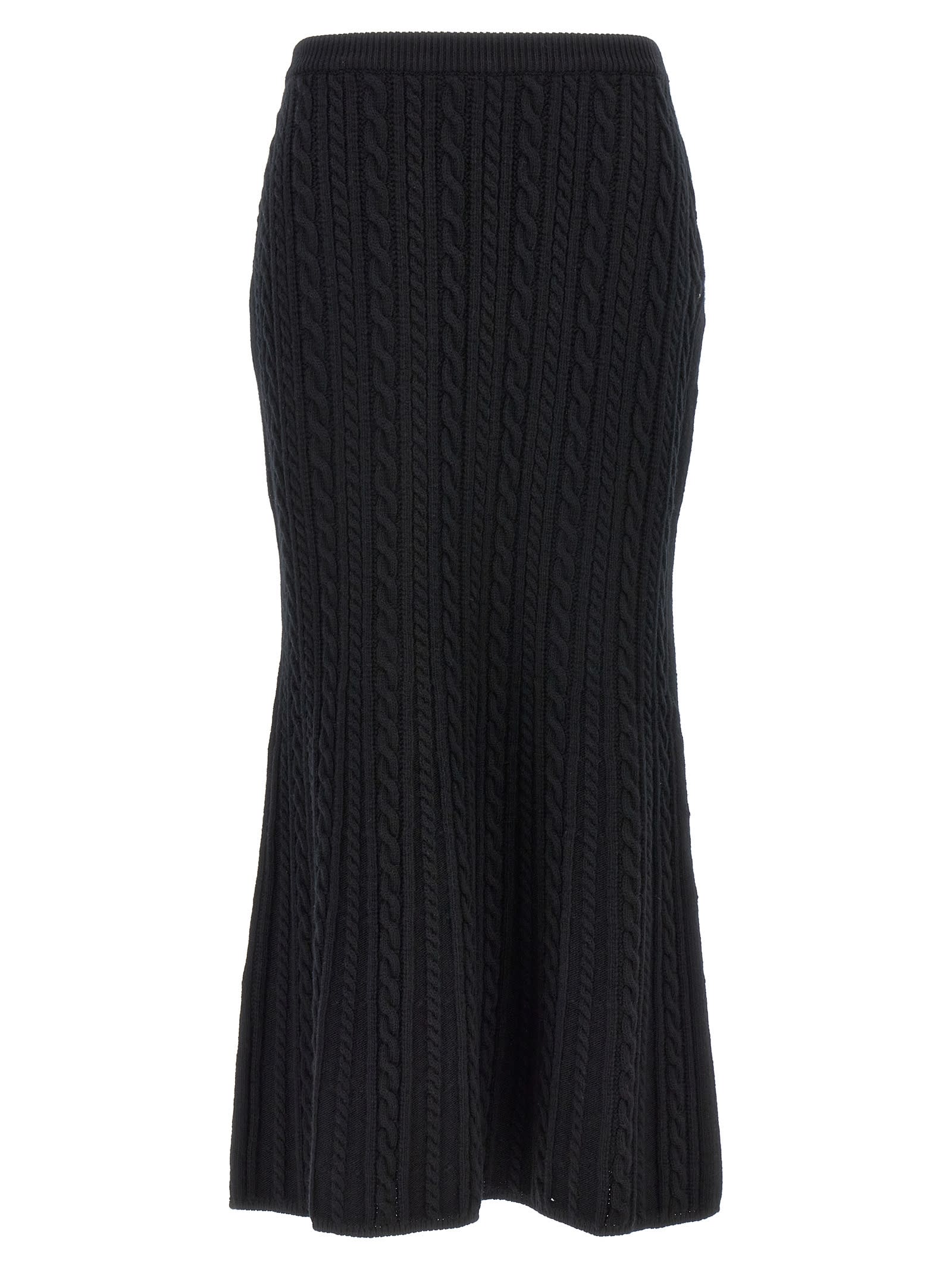 Shop Alessandra Rich Maxi Wool Skirt In Black