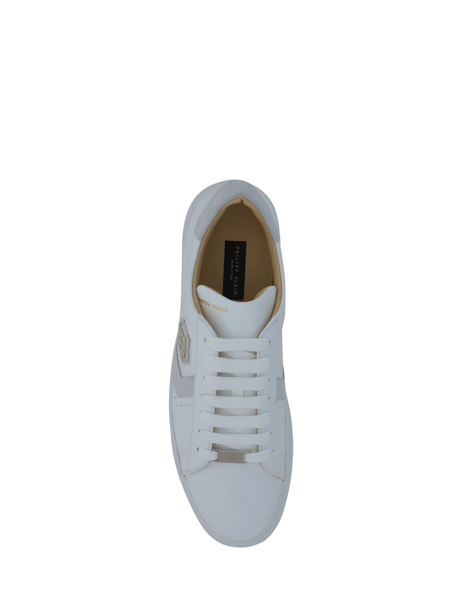 Shop Philipp Plein Lo Top Sneakers In White/white