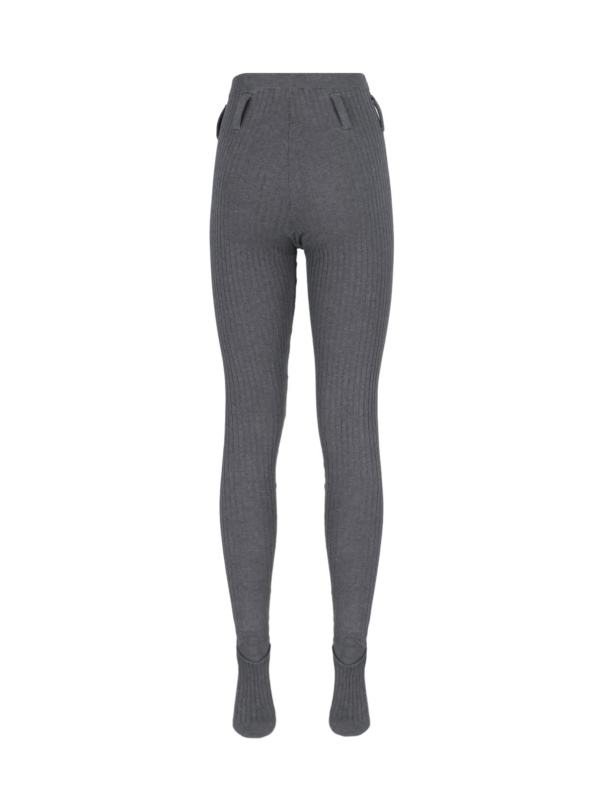 Prada Straight Ribbed Texture Trousers With Belt Loops In Gray
