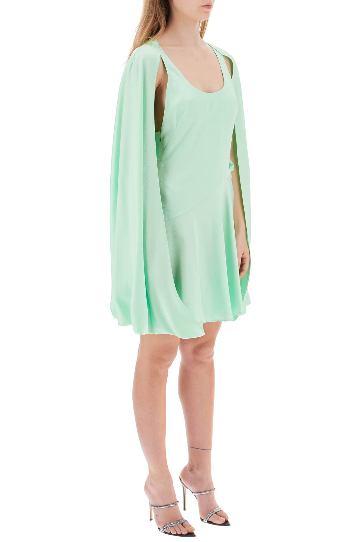 Shop Stella Mccartney Mini Cape Dress In Fluo Mint (green)