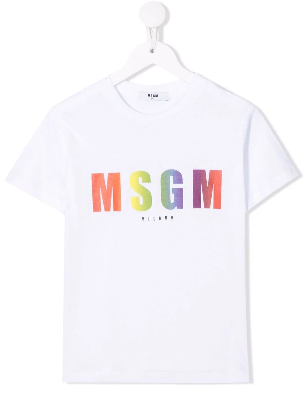 MSGM Kids White T-shirt With Multicolor Gradient Logo
