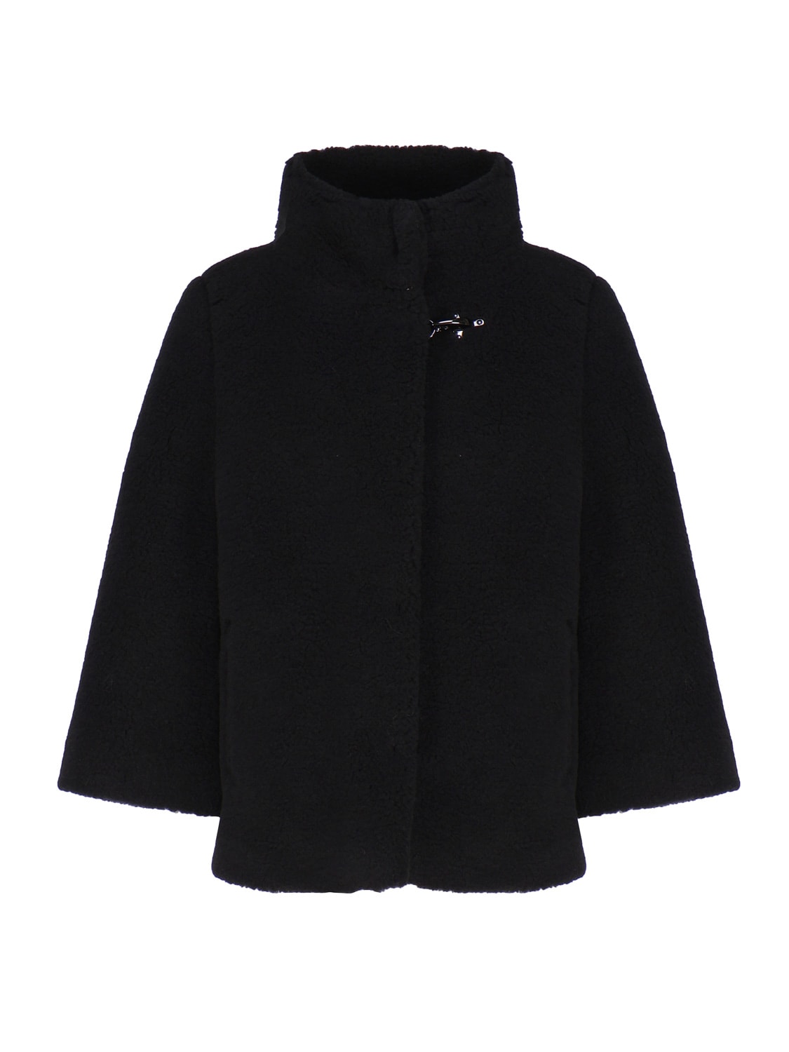 Shop Fay Cape With Wide High Neck And Hook  In Black