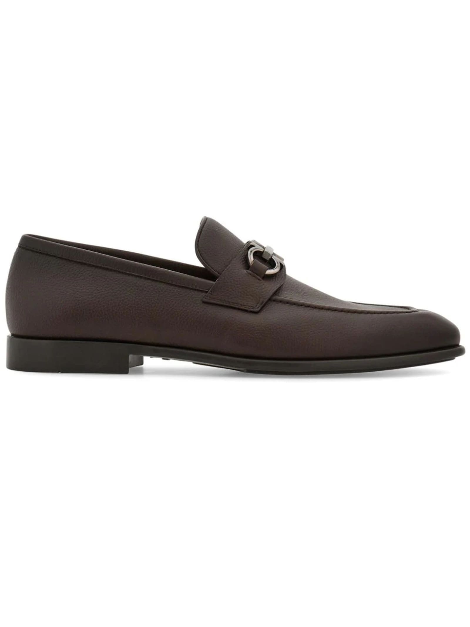 Shop Ferragamo Brown Calf Leather Loafers