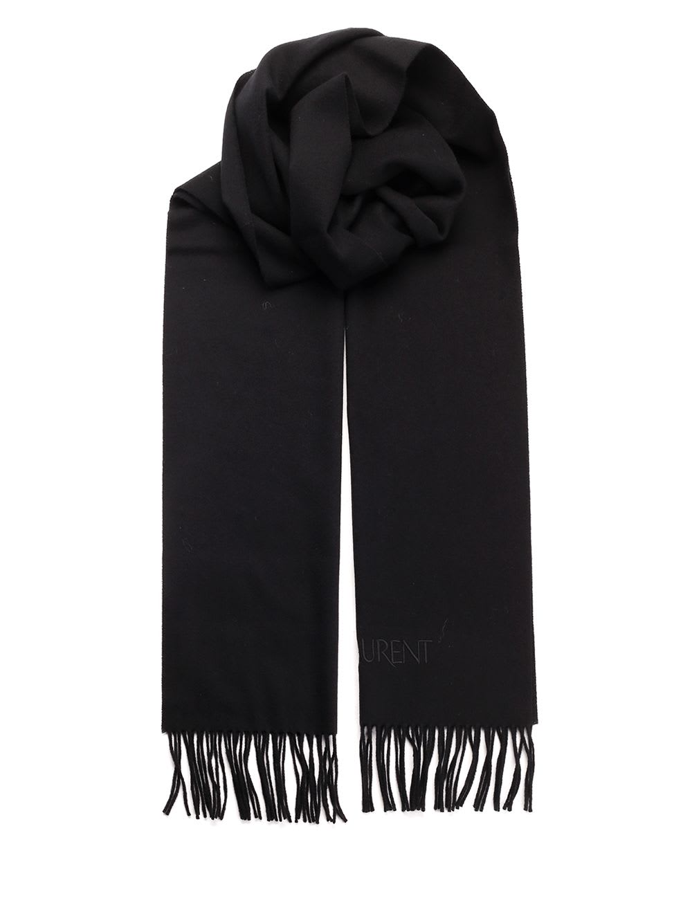 SAINT LAURENT SCARF IN BLACK CASHMERE 