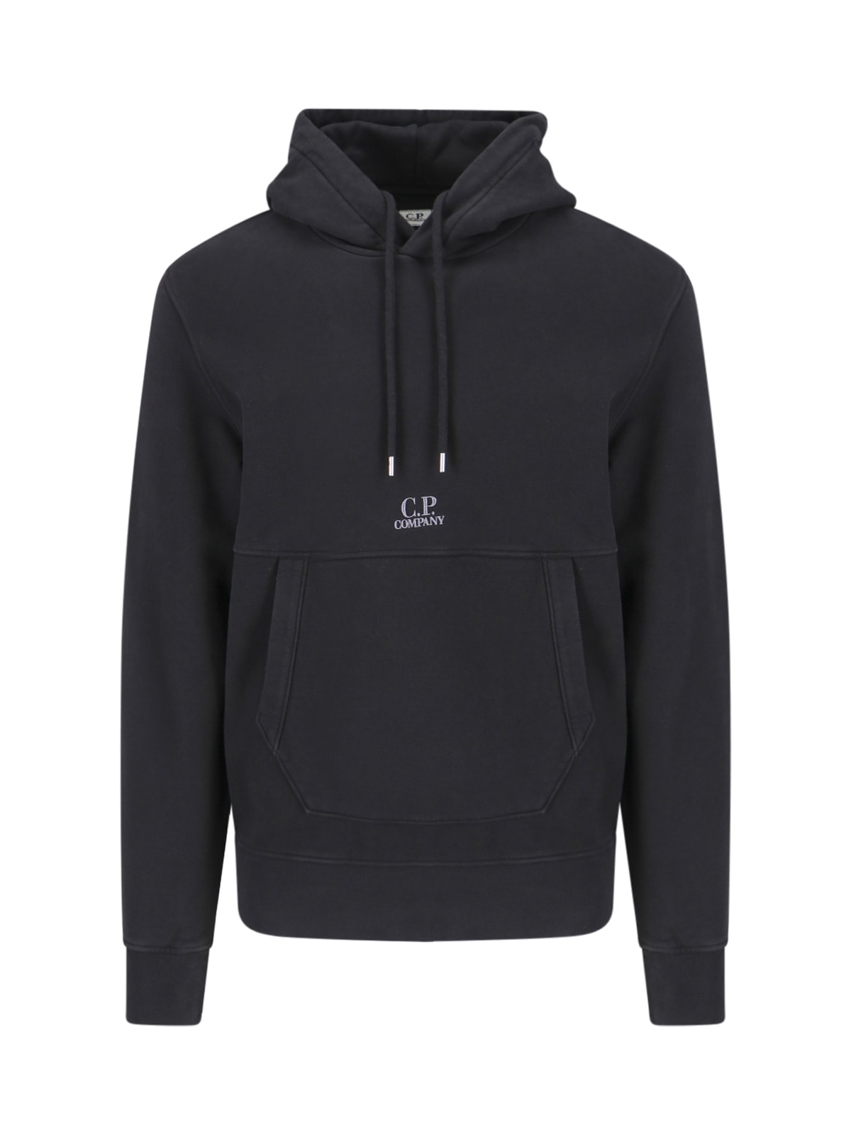 Shop C.p. Company Logo Hoodie In Black