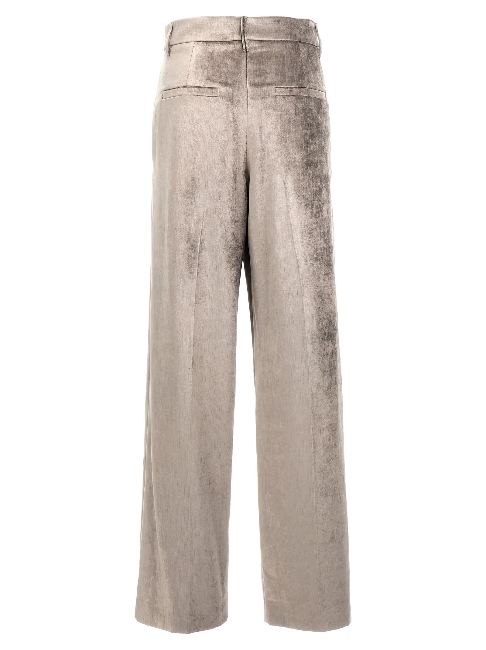 Shop Brunello Cucinelli Chenille Pants In Gray