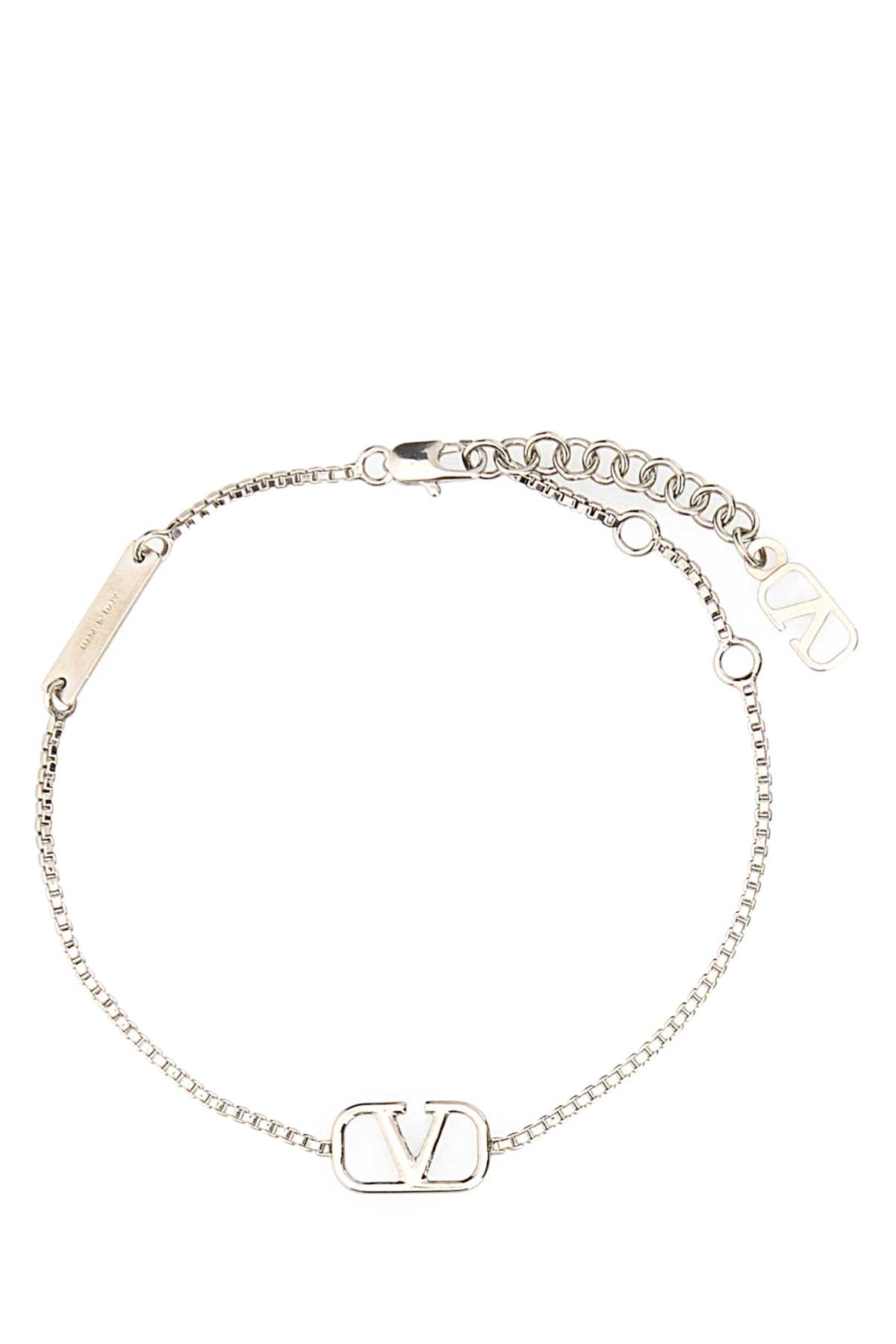 Silver Metal Vlogo Signature Bracelet