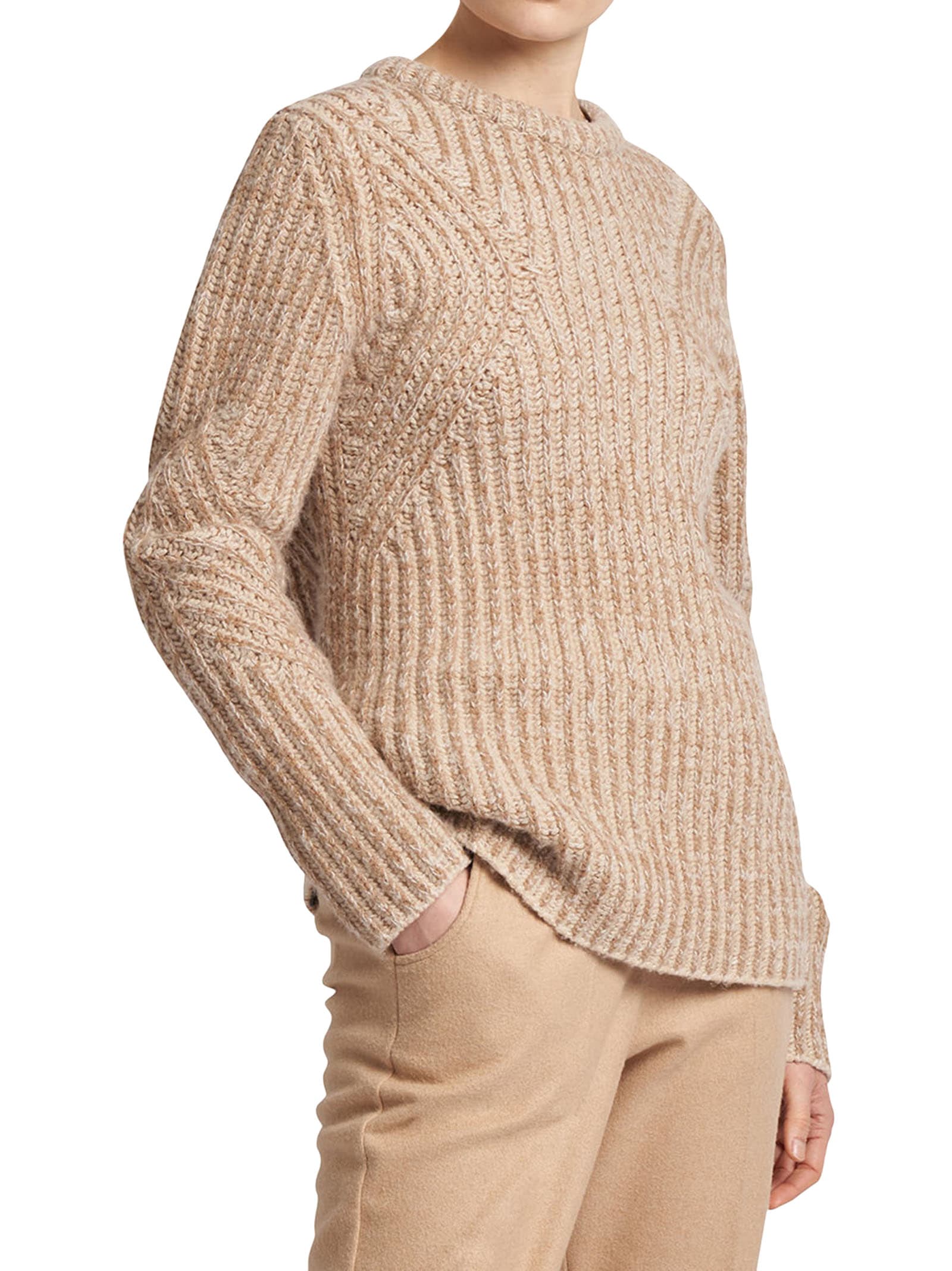 Shop Kiton Jersey Turtleneck Camel In Beige