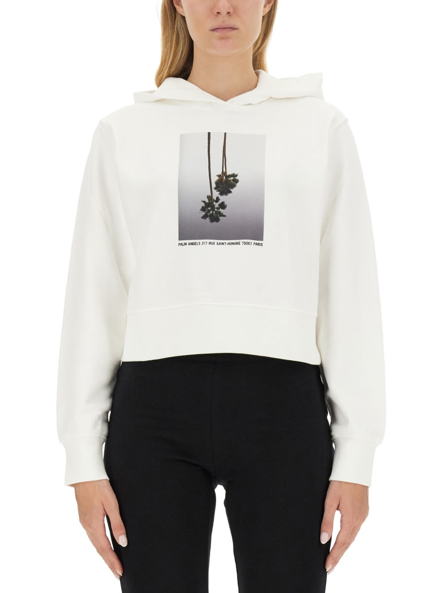 Shop Palm Angels Sweatshirt With Logo In White