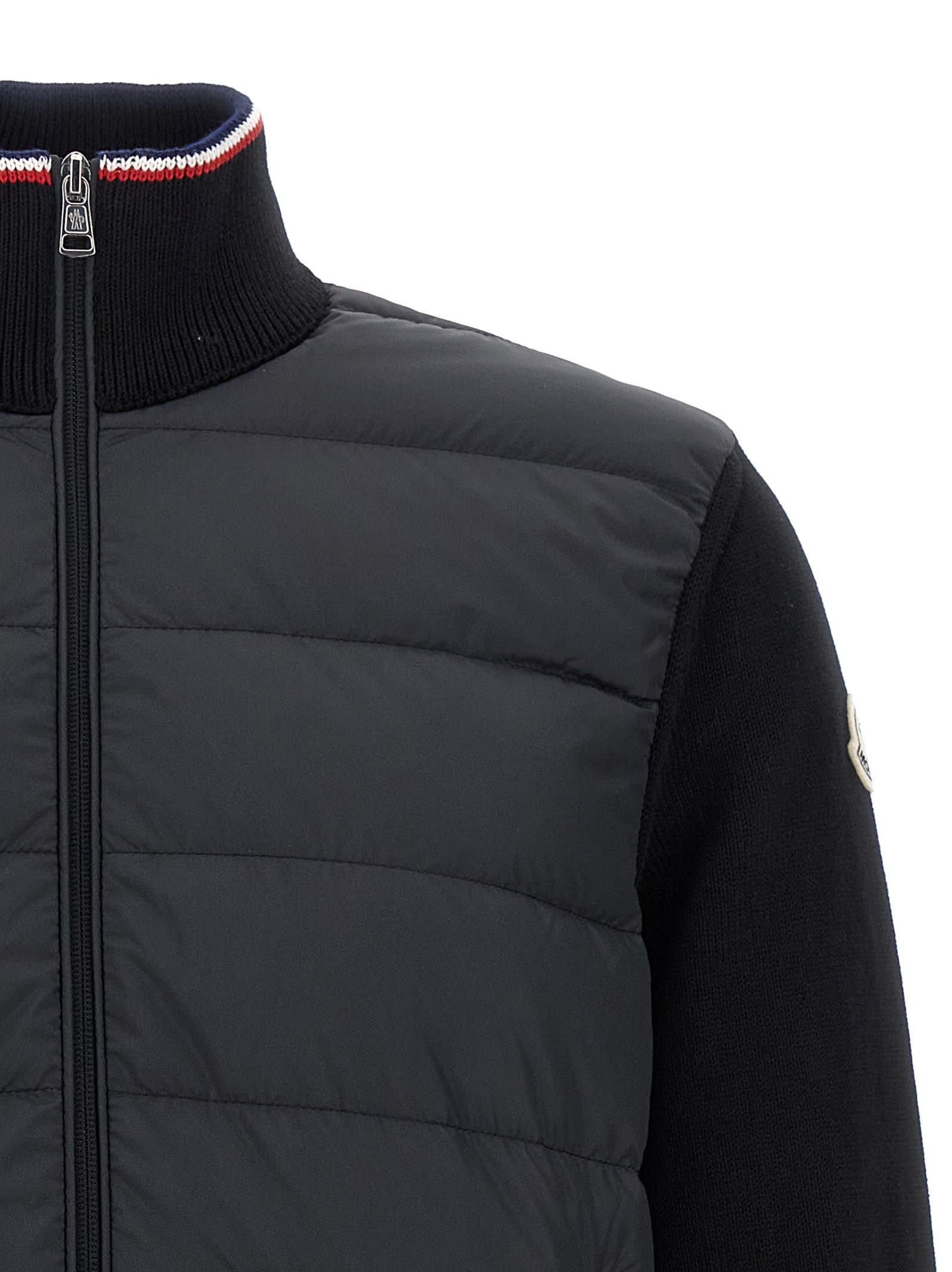 Moncler Padded Cotton Cardigan In Black