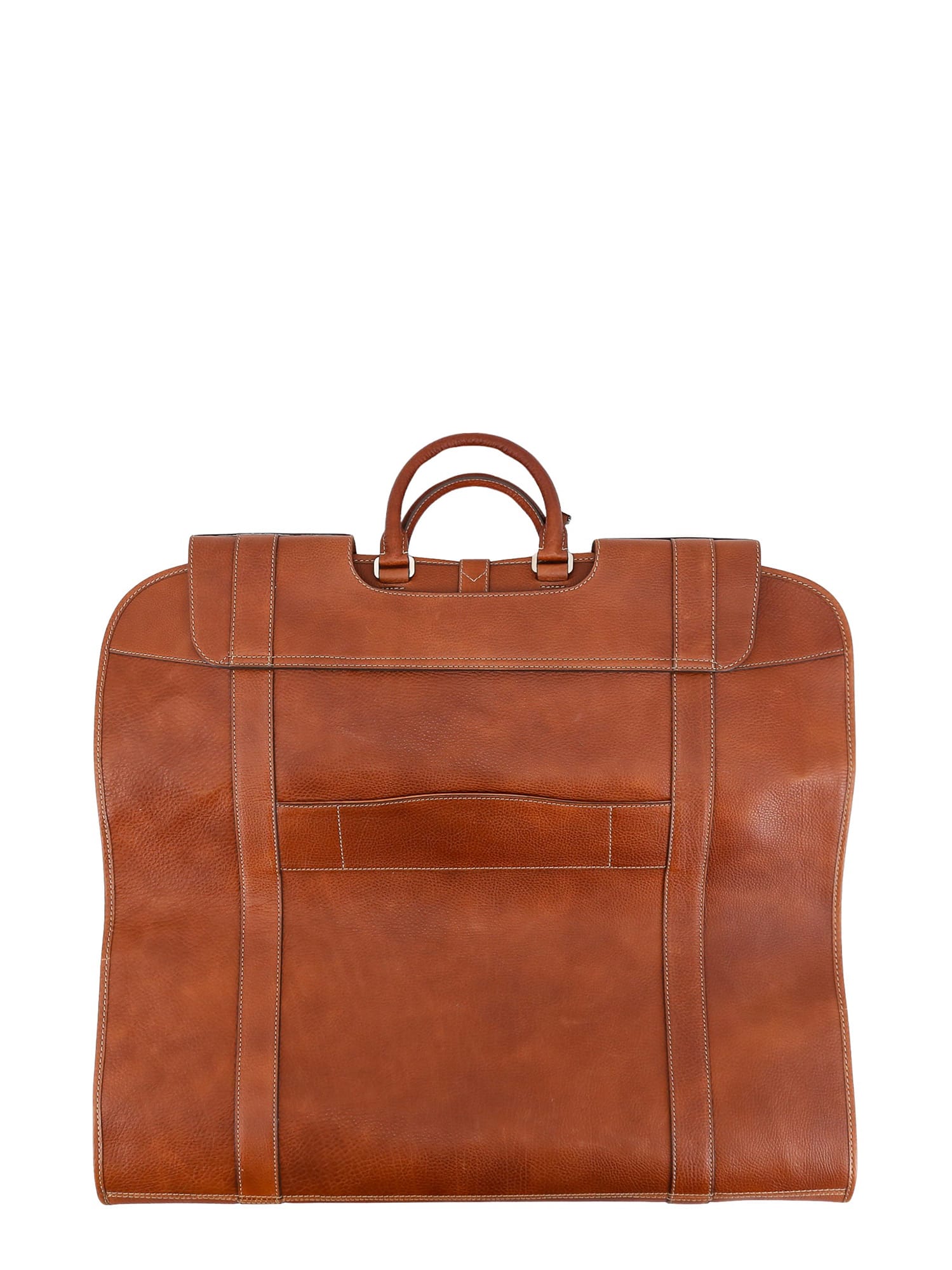 Shop Brunello Cucinelli Suit Carrier In Leather Brown