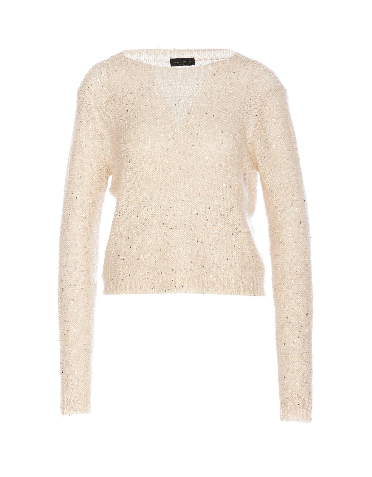 Sequin Embellished Long-sleeved Sweater