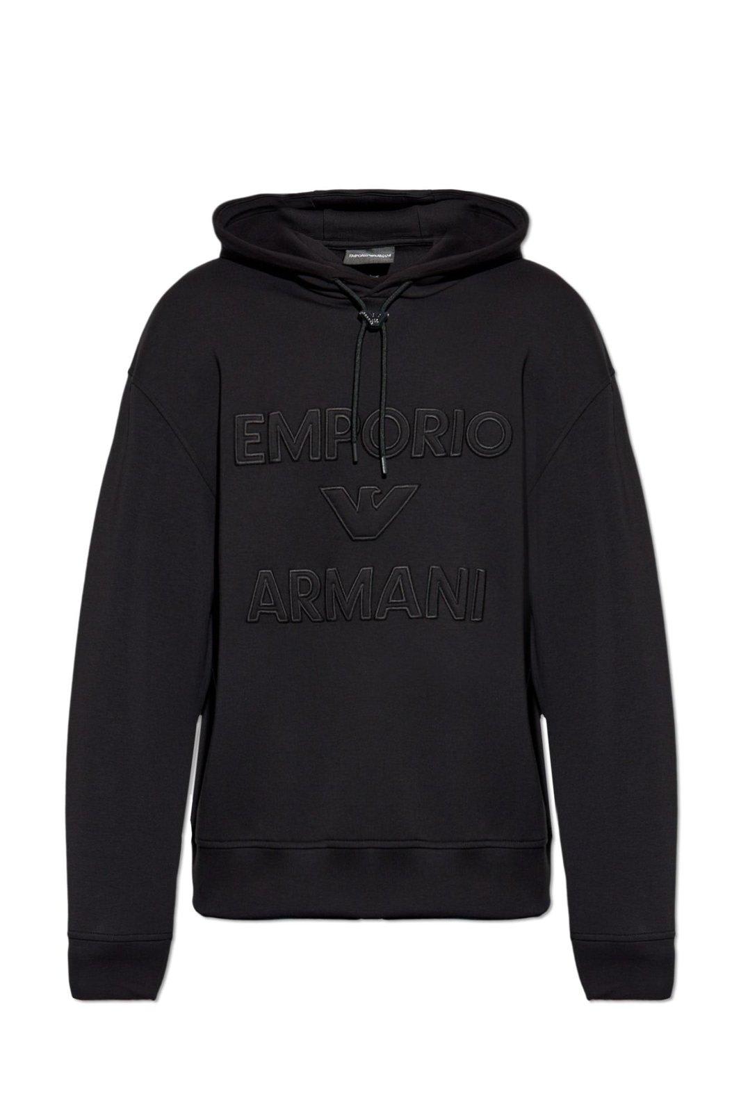 Emporio Armani Black Logo Print Hoodie