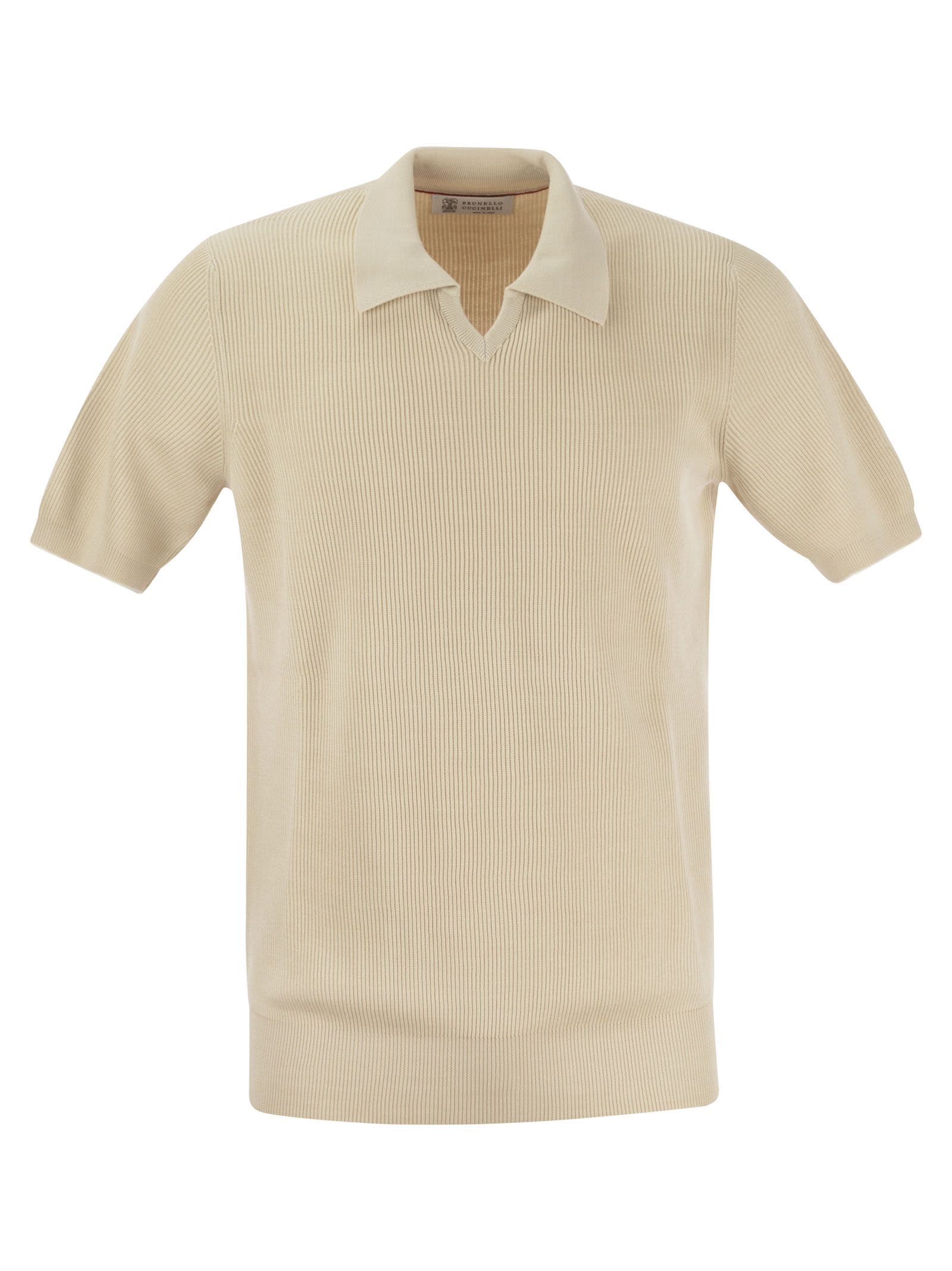 Cotton Rib Knit Polo Shirt