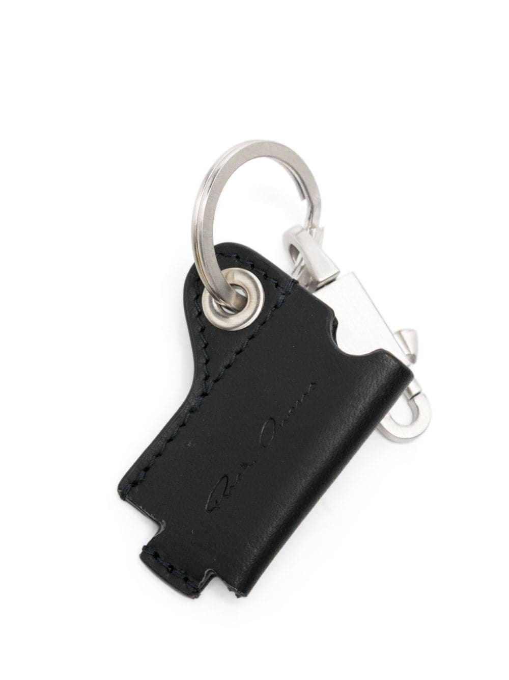 Shop Rick Owens Logo-debossed Leather Lighter Case In Black