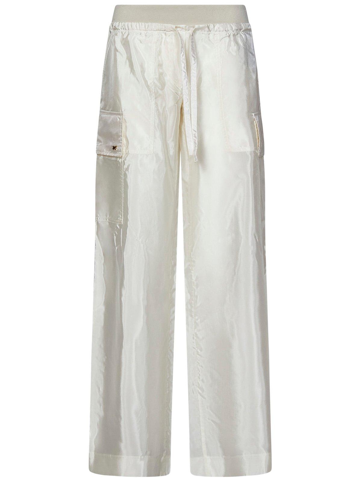 Shop Palm Angels High-shine Satin Parachute Trousers In White