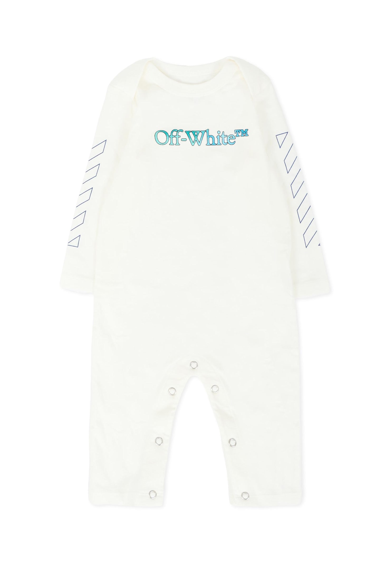 Off-white Ivory Babygrow Set For Baby Boy With Logo In White