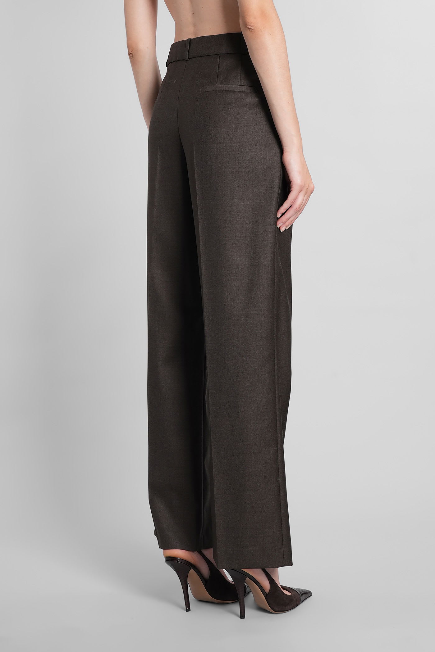 Loulou Studio Sibiru Lds Pants In Brown Wool In Brown