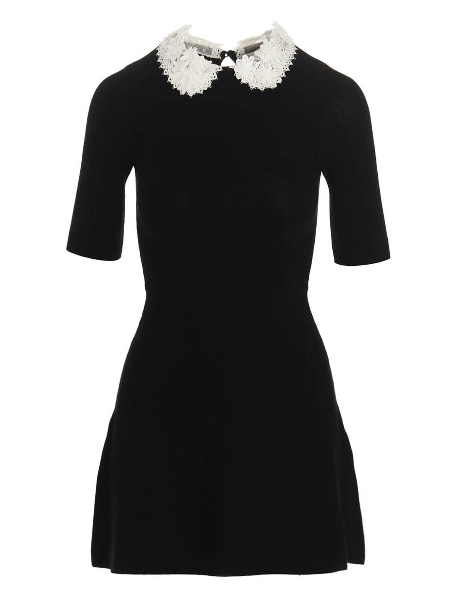 RED VALENTINO EMBROIDERY COLLAR DRESS